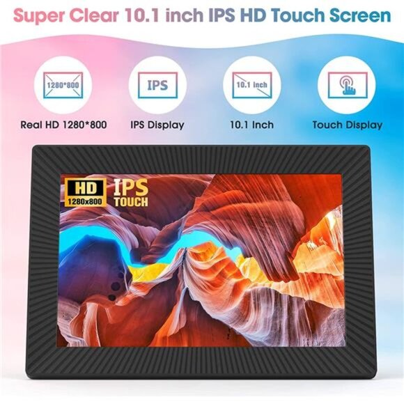 10.1 Inch WiFi Digital Picture Frame Share Photos and Videos, Black - Picture 3 of 7
